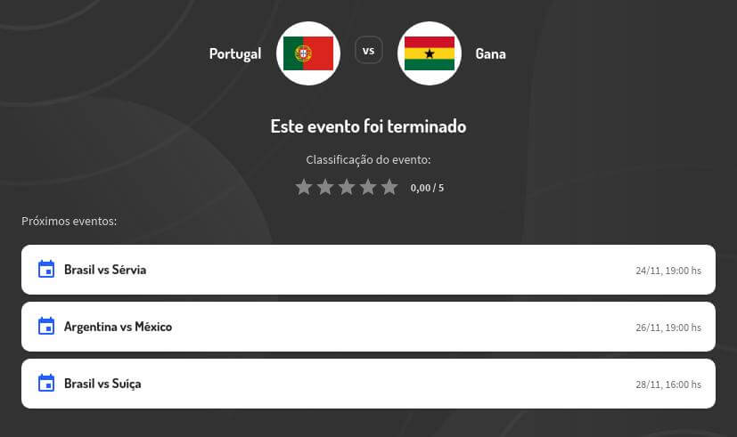 Palpite Portugal vs Gana